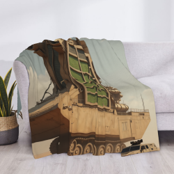 Couverture en flanelle horizontale de 280g avec motif de véhicule de combat science-fiction