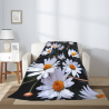 Coperta in flanella confortevole da 280 g, stile verticale, design a una sola faccia con stampa di margherite