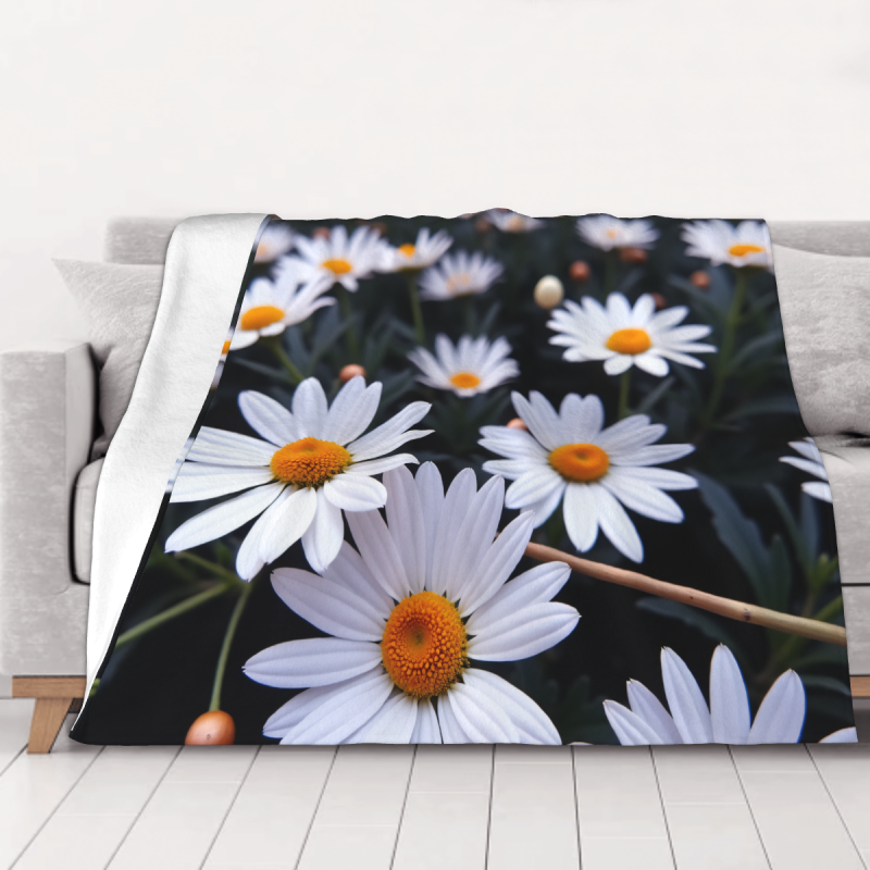 Couverture en flanelle horizontale 280g à motif marguerite