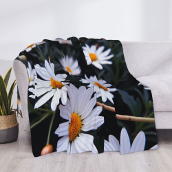Couverture en flanelle horizontale 280g à motif marguerite
