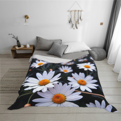 Couverture en flanelle horizontale 280g à motif marguerite