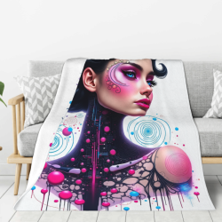 Coperta in flanella verticale 280g: Disegno artistico di ritratto
