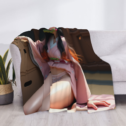 280g Einseitig Bedruckte Flanell-Decke (Anime-Kimono-Mädchen-Muster)