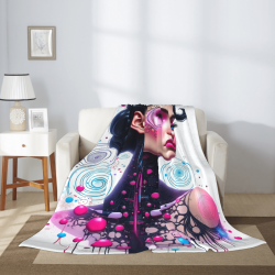 280g Vertical Flannel Blanket: Artistic Portrait Pattern