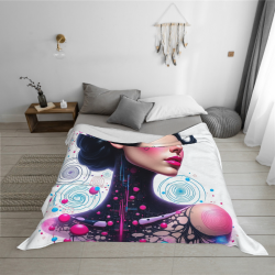 Couverture en flanelle horizontale 280g (Motif féminin tendance)