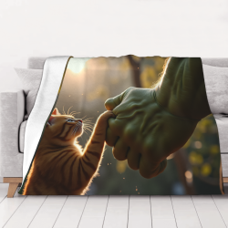 Couverture en flanelle horizontale 280g avec motif chat adorable et Hulk