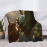 280g Horizontal Adorable Cat and Hulk Pattern Flannel Blanket