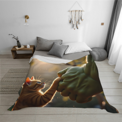 Couverture en flanelle horizontale 280g avec motif chat adorable et Hulk