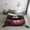 Coperta in flanella orizzontale 280g con stampa di labbra rosse e cuori