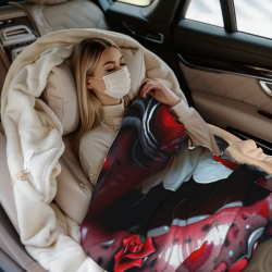 Coperta in flanella orizzontale 280g con stampa di labbra rosse e cuori