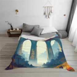 Couette Flanelle 280g Impression Simple Face avec Motif Paysage de Pont