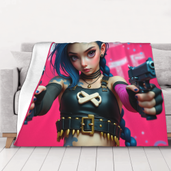 Coperta in Flanella Orizzontale da 280g con Motivo di Ragazza Anime Elegante