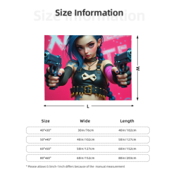 Manta de Flanela Horizontal de 280g con un Estilizado Patrón de Chica Anime