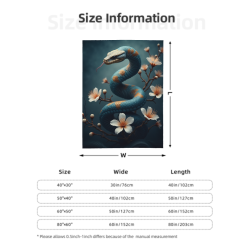 Coperta in Flanella Verticale da 280g con Motivi di Serpente e Fiori
