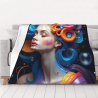 Manta de franela horizontal 280g: Impresión de retrato onírico, cómoda y cálida