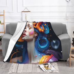 Couverture en flanelle horizontale 280g : Impression de portrait onirique, confortable et chaude
