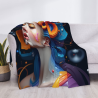 Manta de franela horizontal 280g: Impresión de retrato onírico, cómoda y cálida