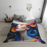 Manta de franela horizontal 280g: Impresión de retrato onírico, cómoda y cálida