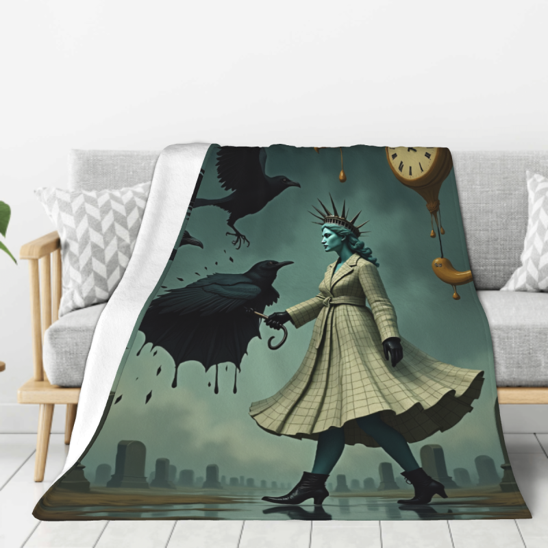 Manta de franela vertical de 280g con estampado de un solo lado, cómoda y práctica