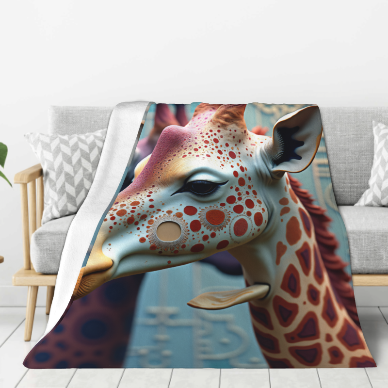 280g Vertical Giraffe Pattern Flannel Blanket