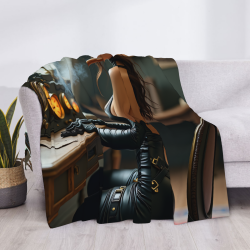 Manta de franela horizontal de 280g con estampado de chica con personalidad