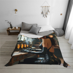 Manta de franela horizontal de 280g con estampado de chica con personalidad