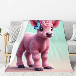 280g Vertikale Flanell-Decke mit Rosa Kalb Druck