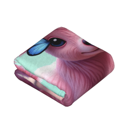 Couverture en flanelle verticale 280g avec motif de veau rose