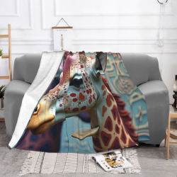 280g Horizontal Giraffe Pattern Flannel Blanket