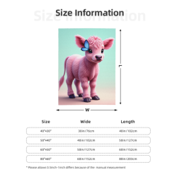 Manta de franela vertical de 280g con estampado de ternera rosa