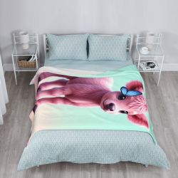 Manta de franela vertical de 280g con estampado de ternera rosa