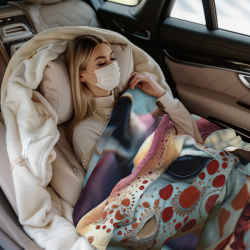 280g Horizontal Giraffe Pattern Flannel Blanket