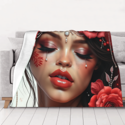 Manta de franela horizontal de 280g con estampado de un solo lado y patrón de belleza exótica