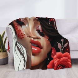 280g Horizontal Single - sided Printed Flannel Blanket with Exotic Beauty Pattern