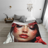280g Horizontal Single - sided Printed Flannel Blanket with Exotic Beauty Pattern