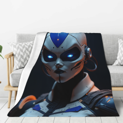 Coperta in flanella verticale stampata a tema robot fantascientifico 280g