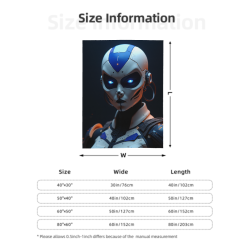 280g Vertical Sci - fi Robot Printed Flannel Blanket