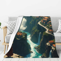 280g Vertical Flannel Blanket with Landscape Print