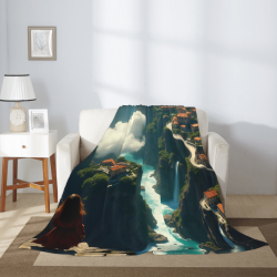 280g Vertical Flannel Blanket with Landscape Print
