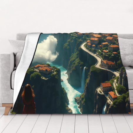 280g Horizontal Flannel Blanket with Single - side Printing, Stunning Scenery Pattern