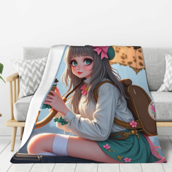 Coperta in flanella verticale 280g con adorabile motivo a ragazza anime