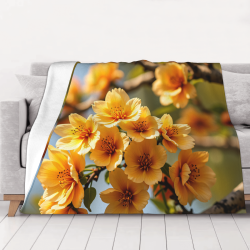 Coperta in flanella orizzontale 280g con motivo a fiori gialli