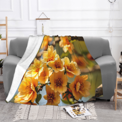 Coperta in flanella orizzontale 280g con motivo a fiori gialli