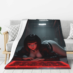 Manta de franela de 280g con impresión de personaje anime en una sola cara, cómoda y cálida