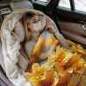 بطانية فلانيل أفقية 280 جرام بتصميم زهور صفراء