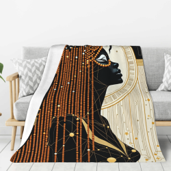 Manta de franela de 280g con estampado de una cara y diseño de figura femenina misteriosa