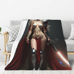 Coperta in flanella 280g stile verticale con stampa su un lato di guerriera sexy