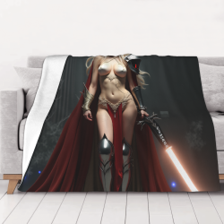 Manta de franela horizontal de 280g, diseño de guerrera genial