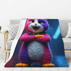 Coperta in flanella verticale 280g con motivo di gatto adorabile