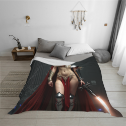 Coperta in flanella orizzontale da 280g, motivo di guerriera cool